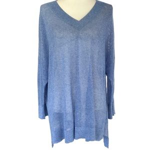 Zoe Couture Women’s Knit Top Sz M/L Blue Cashmere Blend Vneck Sheer